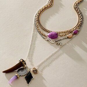 NWT Free People Zella Layer Necklace in Mixed Metal